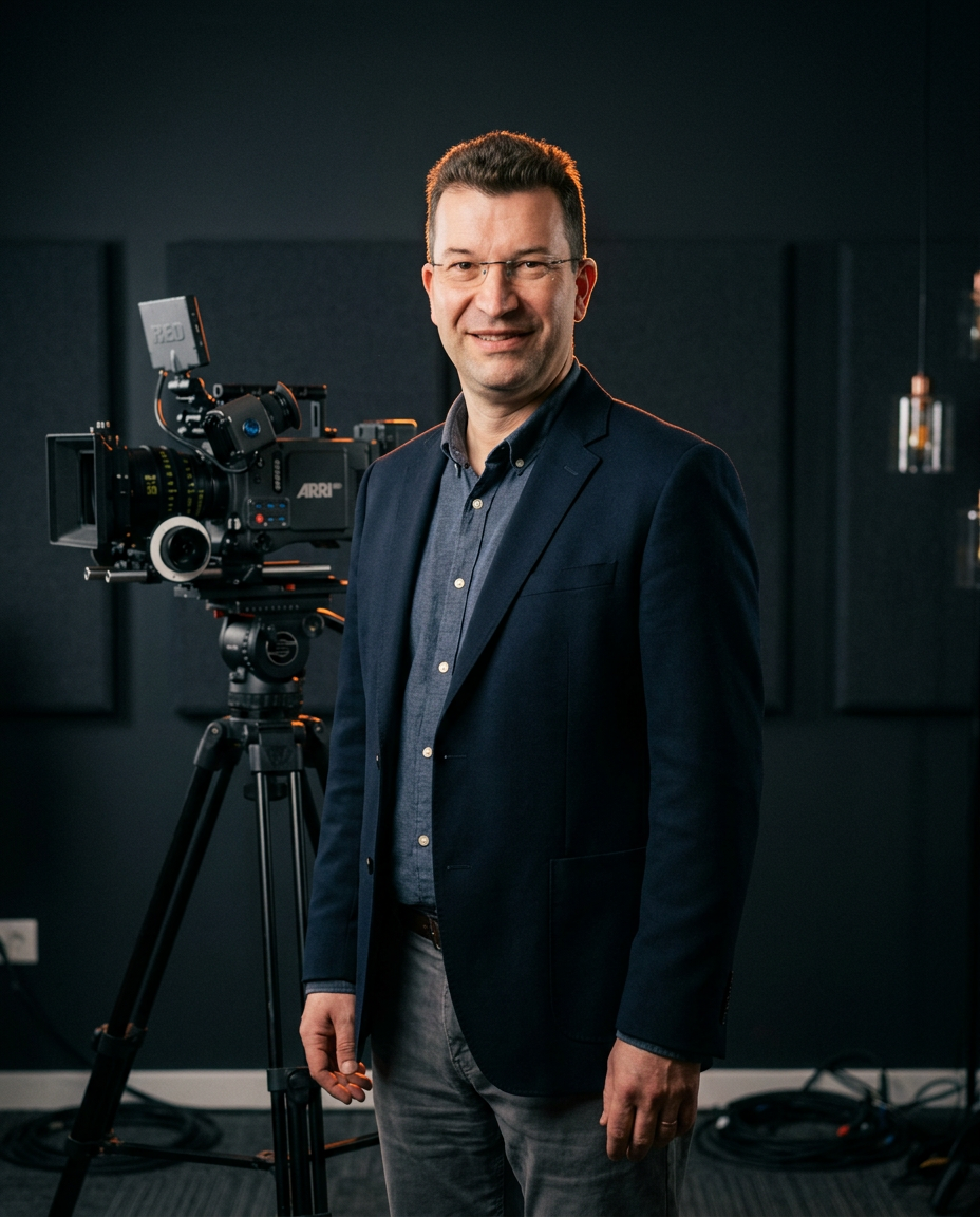 Colin Davison — Chartered Accountant, entrepreneur and presenter, on set at CDTV studio